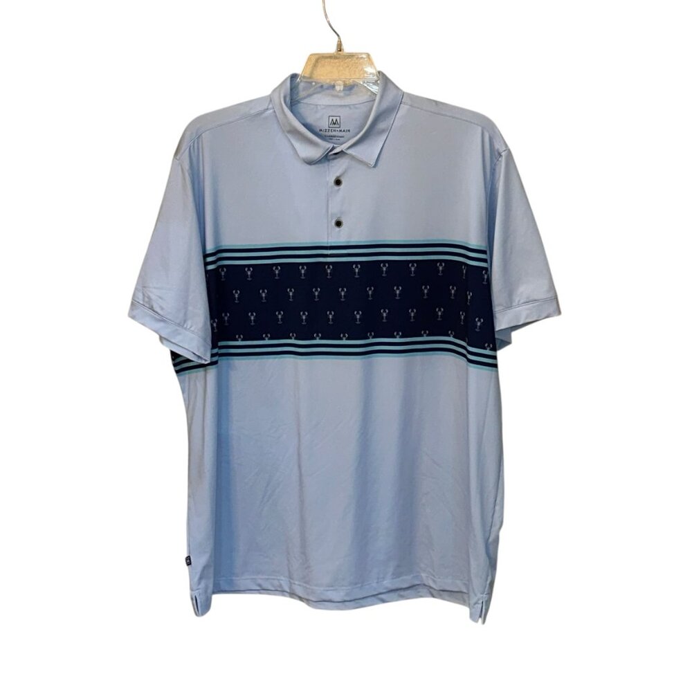 Mizzen+Main Versa Golf Polo Shirt Blue Lobster Engineered Print XL Performance